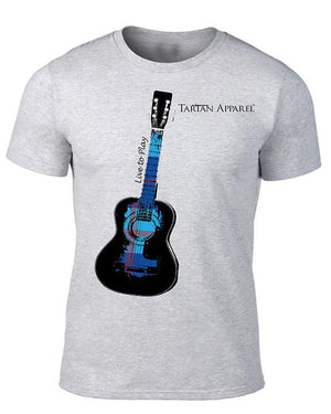 Tartan Apparel Guitar T-Shirt In Gray - S / Gray - T-Shirt