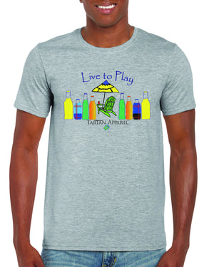 Tartan Apparel Live To Play T-Shirt In Gray - S / Gray - T-Shirt