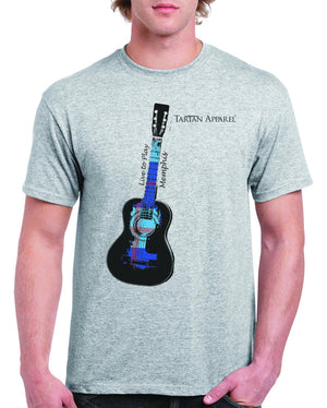 Tartan Apparel Memphis Guitar T-Shirt In Gray - M / Gray - T-Shirt